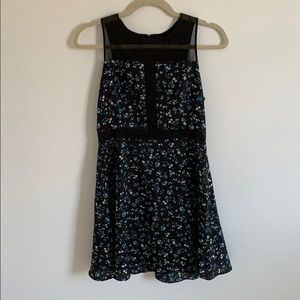 Black and blue float all dress with mesh